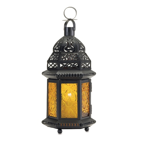 Picture of Eastwind Gifts 37437 Yellow Glass Candle Lantern