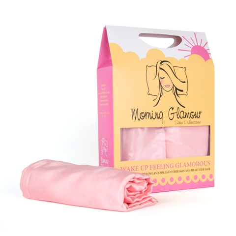 Signature Box 2 Pack Satin Pillowcases- Pink