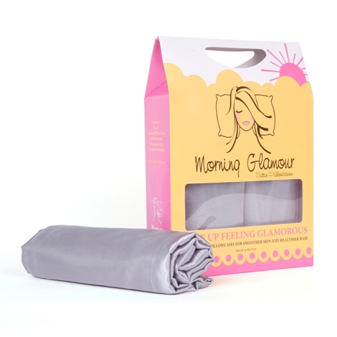 Signature Box 2 Pack Satin Pillowcases- Silver