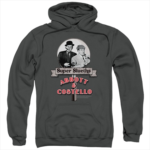Picture of Abbott & Costello-Super Sleuths - Adult Pull-Over Hoodie- Charcoal - Small