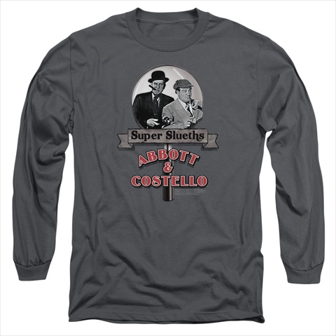 Picture of Abbott & Costello-Super Sleuths - Long Sleeve Adult 18-1 Tee- Charcoal - Small