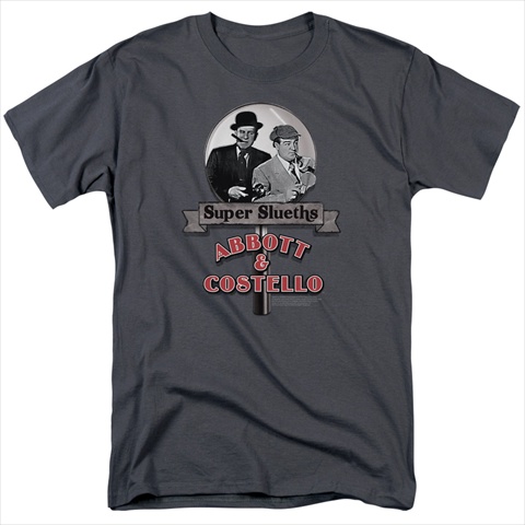 Picture of Abbott & Costello-Super Sleuths - Short Sleeve Adult 18-1 Tee&#44; Charcoal - Medium