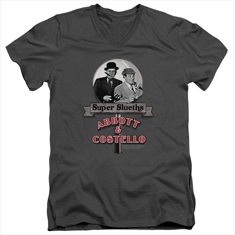 Picture of Abbott & Costello-Super Sleuths - Short Sleeve Adult 30-1 Tee- Charcoal - Small