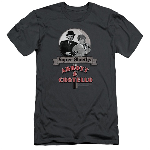 Picture of Abbott & Costello-Super Sleuths - Short Sleeve Adult 30-1 Tee&#44; Charcoal - Small