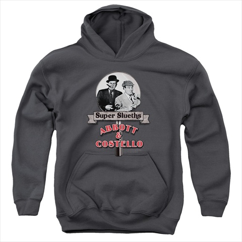 Picture of Abbott & Costello-Super Sleuths - Youth Pull-Over Hoodie- Charcoal - Medium