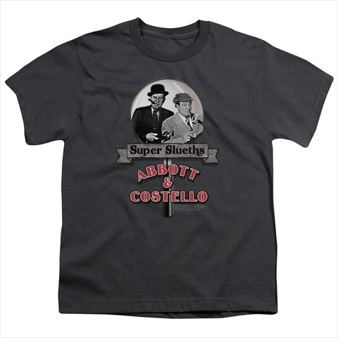 Picture of Abbott & Costello-Super Sleuths - Short Sleeve Youth 18-1 Tee&#44; Charcoal - Small