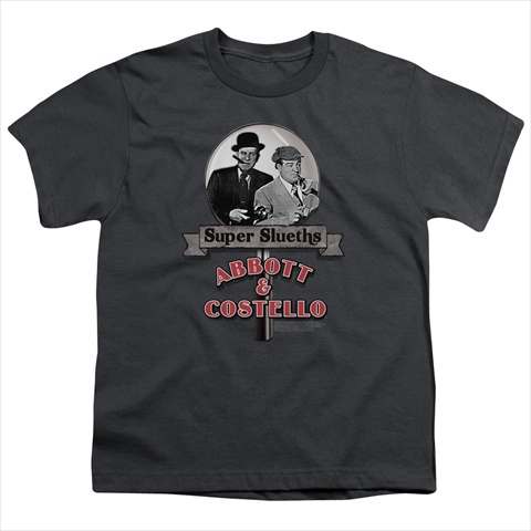 Abbott & Costello-Super Sleuths - Short Sleeve Youth 18-1 Tee- Charcoal - Large