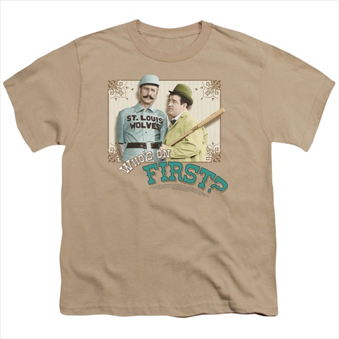 Picture of Abbott & Costello-Whos On First - Short Sleeve Youth 18-1 Tee- Sand - Medium