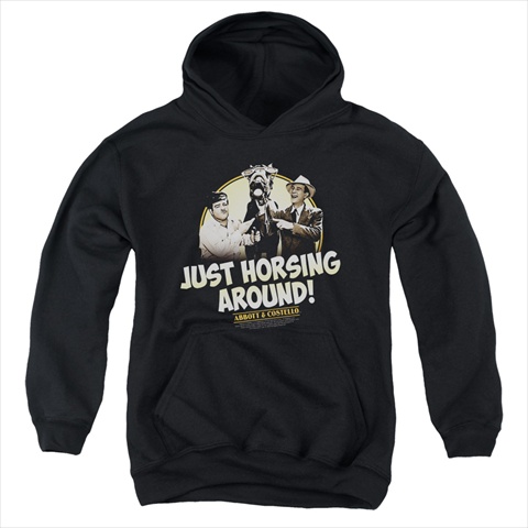 Picture of Abbott & Costello-Horsing Around - Youth Pull-Over Hoodie- Black - Small
