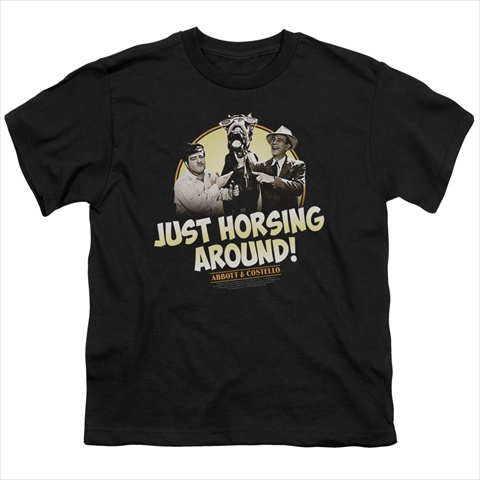 Abbott & Costello-Horsing Around - Short Sleeve Youth 18-1 Tee- Black - Medium