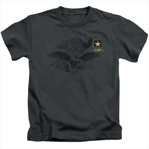 Army-Left Chest - Short Sleeve Juvenile 18-1 Tee- Charcoal - Medium 5-6