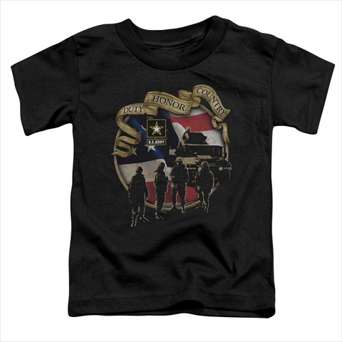 Picture of Army-Duty Honor Country - Short Sleeve Toddler Tee- Black - Large 4T