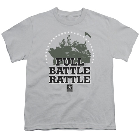 Army-Full Battle Rattle - Short Sleeve Youth 18-1 Tee- Silver - Extra Large