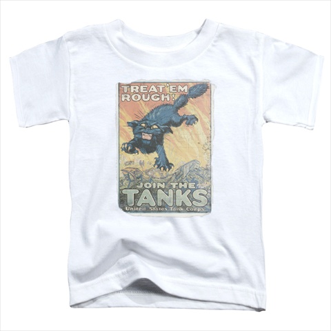 Picture of Army-Treat Em Rough - Short Sleeve Toddler Tee- White - Small 2T