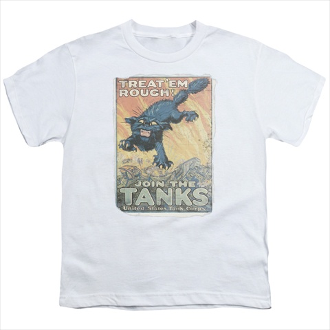 Army-Treat Em Rough - Short Sleeve Youth 18-1 Tee- White - Extra Large