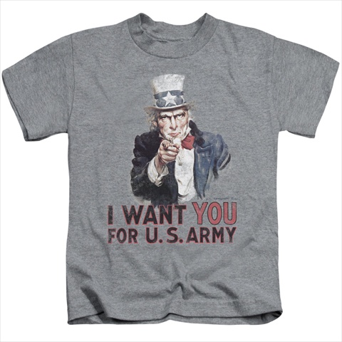 Army-I Want You - Short Sleeve Juvenile 18-1 Tee- Athletic Heather - Small 4