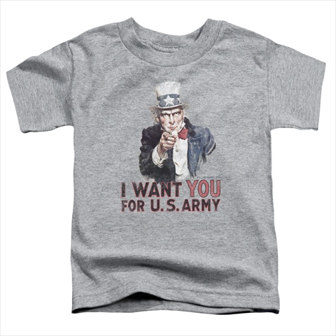 Picture of Army-I Want You - Short Sleeve Toddler Tee&#44; Athletic Heather - Small 2T