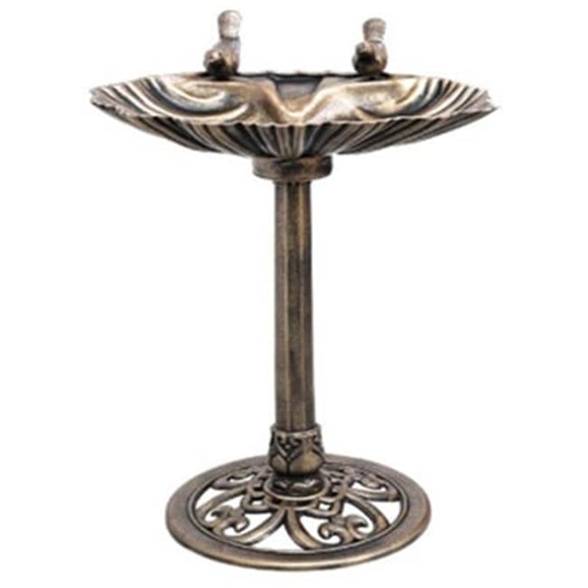 13 Dia. x 30 H in. Bronze Antique Shell Bird Bath