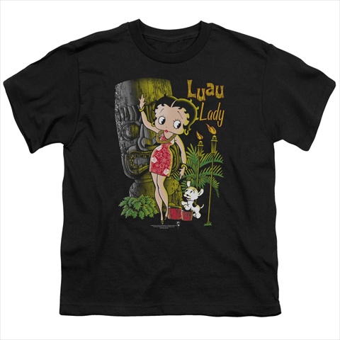 Boop-Luau Lady - Short Sleeve Youth 18-1 Tee- Black - Medium