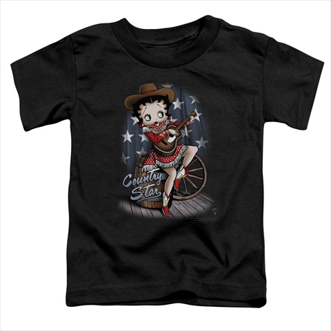 Boop-Country Star - Short Sleeve Toddler Tee- Black - Medium 3T