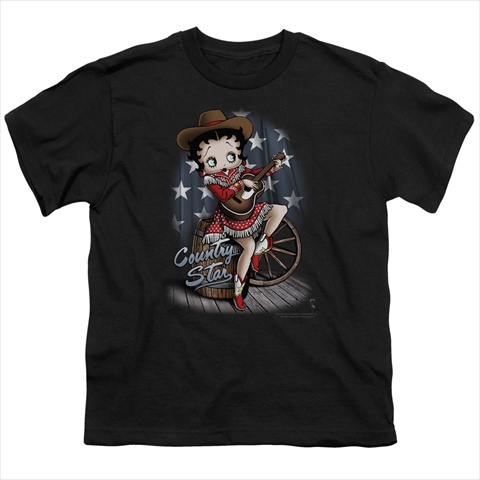 Boop-Country Star - Short Sleeve Youth 18-1 Tee- Black - Medium