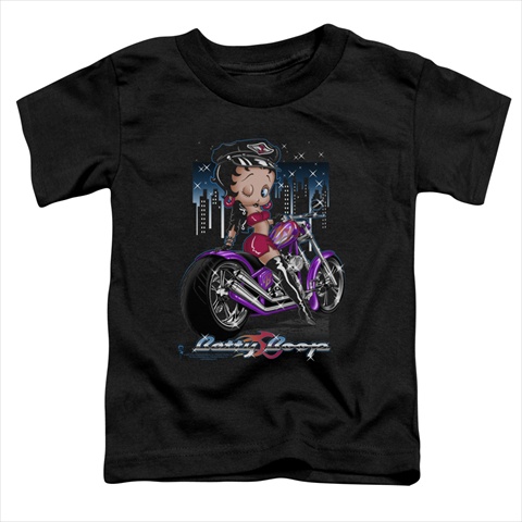 Boop-City Chopper - Short Sleeve Toddler Tee- Black - Medium 3T