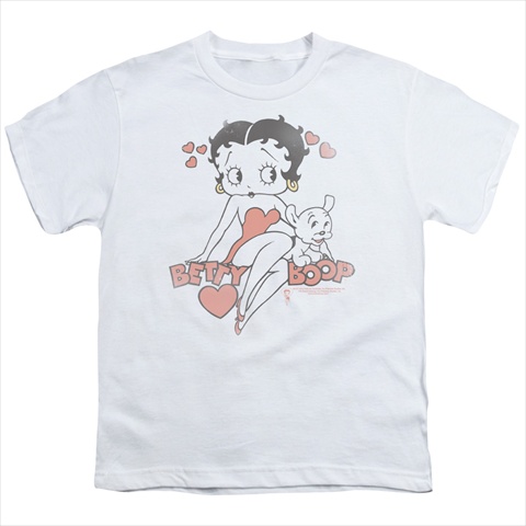 Boop-Classic With Pup Short Sleeve Youth 18-1 Tee - White - Small