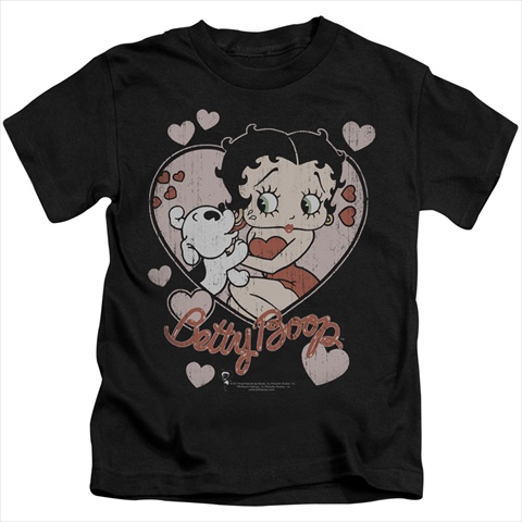 Boop-Classic Kiss - Short Sleeve Juvenile 18-1 Tee- Black - Medium 5-6
