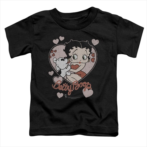 Boop-Classic Kiss - Short Sleeve Toddler Tee, Black - Medium 3T