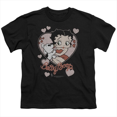 Boop-Classic Kiss - Short Sleeve Youth 18-1 Tee- Black - Medium
