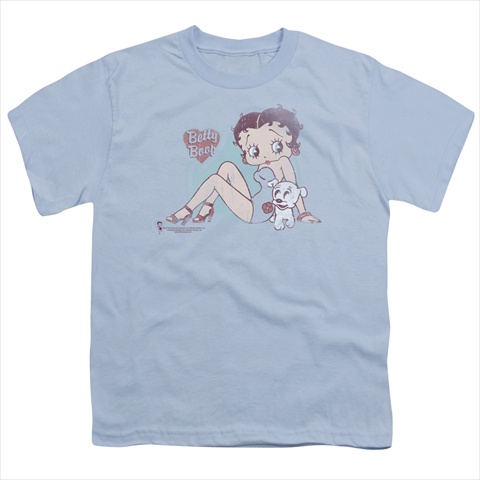 Boop-Vintage Pin Pup - Short Sleeve Youth 18-1 Tee- Light Blue - Medium