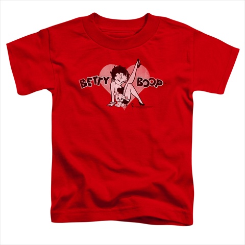 Boop-Vintage Cutie Pup - Short Sleeve Toddler Tee- Red - Medium 3T