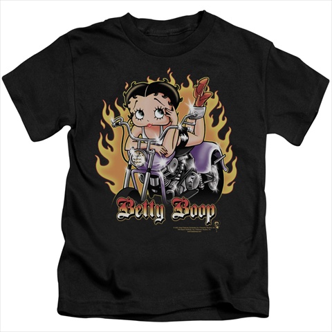 Boop-Biker Flames Boop - Short Sleeve Juvenile 18-1 Tee- Black - Large 7