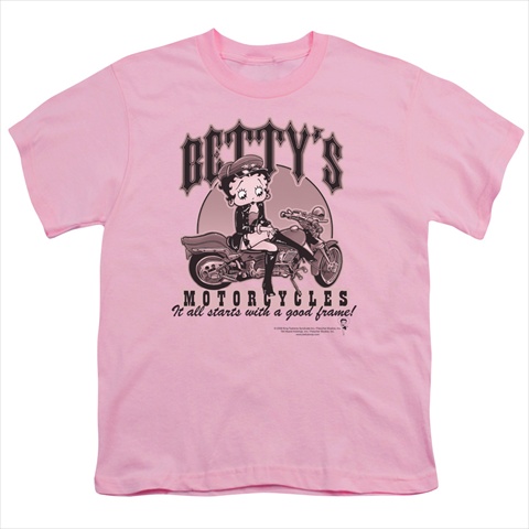 Boop-Bettys Motorcycles - Short Sleeve Youth 18-1 Tee- Pink - Medium
