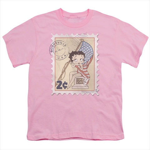 Boop-Vintage Stamp - Short Sleeve Youth 18-1 Tee- Pink - Medium