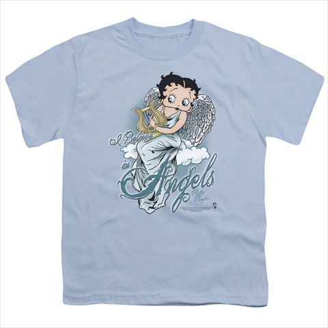 Boop-I Believe In Angels - Short Sleeve Youth 18-1 Tee- Light Blue - Medium