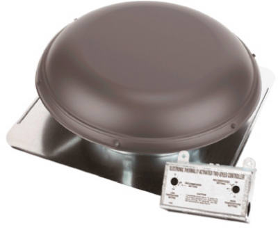 Picture of Air Vent 53829 Weatherwood Metal Dome Roof Mounted Power Attic Ventilator