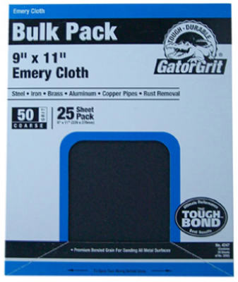 4247 9 in. x 11 ft. Coarse 50 Grit Emery Cloth- 25 Count