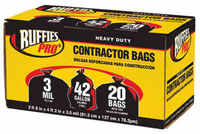 1190270 20 Pack, 42 Gallon, Black Contractor Bag