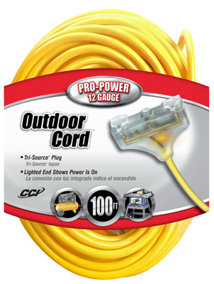 04189 100 ft. 12 By 3 Outlet Extension Cord -  Coleman Cable, 819128