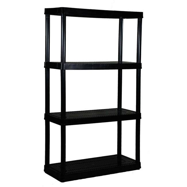 Gracious Living Corporation 907003 4 Shelf Black Plastic Utility Solid Shelvi...