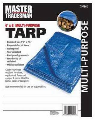 MT 6 X 8 BLUE 6 x 8 ft. Polyethylene Storage Tarp Cover - Blue -  Master Tradesman, 797862