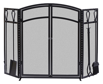 Picture of Panacea 15138 Arch Fireplace Screen With Doors & Tools&#44; Black
