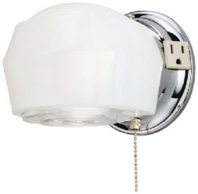 66402 5 in. Single Light Wall Bracket With Ground Convenience Outlet