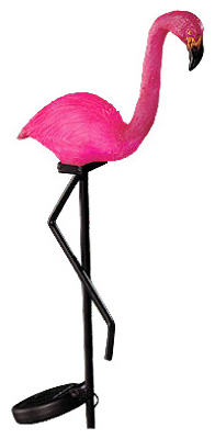 Four Seasons PL-1050-7N Solar Pink Polyresin Flamingo Stake Light