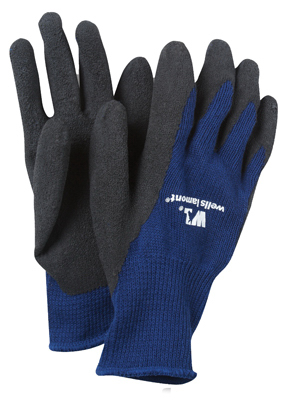 524M Mens Black On Blue Latex Coated Knit Glove- Medium