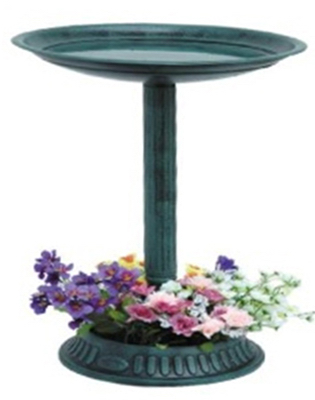 Picture of Alpine Corp TIZ112 15 x 25 in. Green&#44; Birdbath With Planter At The Base