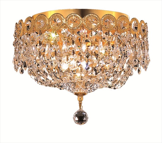 Elegant Lighting 1900F10G-RC 10 D x 9 in. Century Collection Flush Mount - Royal Cut- Gold -  Elegant Furniture & Lighting, V1900F10G/RC