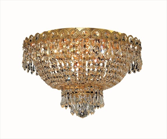 Elegant Lighting 1900F16G-RC 16 D x 10 in. Century Collection Flush Mount - Royal Cut- Gold -  Elegant Furniture & Lighting, V1900F16G/RC