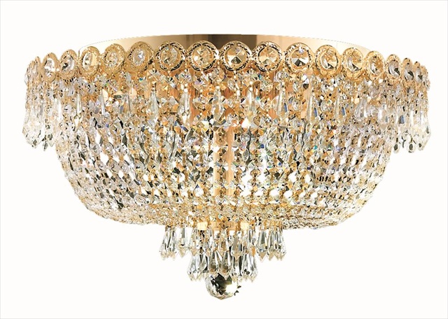 Elegant Lighting 1900F18G-RC 18 D x 10 in. Century Collection Flush Mount - Royal Cut- Gold -  Elegant Furniture & Lighting, V1900F18G/RC